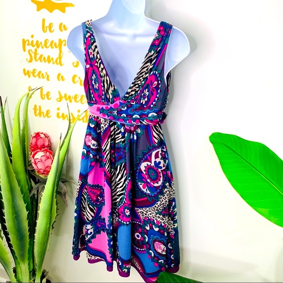 Tibi Multi-Color Silk Sleeveless Dress Size 0 - Picture 9 of 15